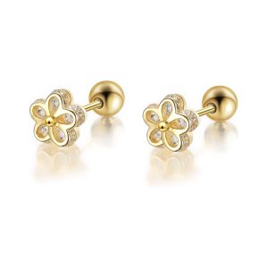 Dainty Cartilage Stud Earrings - Flower